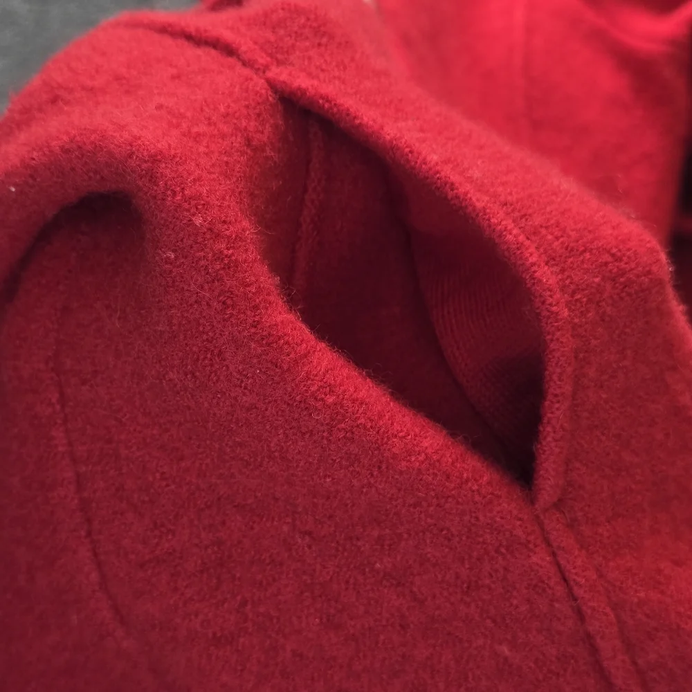 Dean Of Scotland 100% Wool Red Sweater Coat Size Medium - Picture 4 of 12